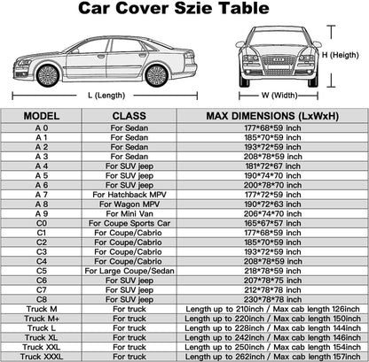 Kayme 6 Lagen Autoabdeckung, maßgeschneidert für Ford Mustang/Shelby (1964-2025), wasserdicht, für jedes Wetter, für Automobile, Outdoor, Vollschutz vor Regen, Sonne, UV-Strahlung. Silber