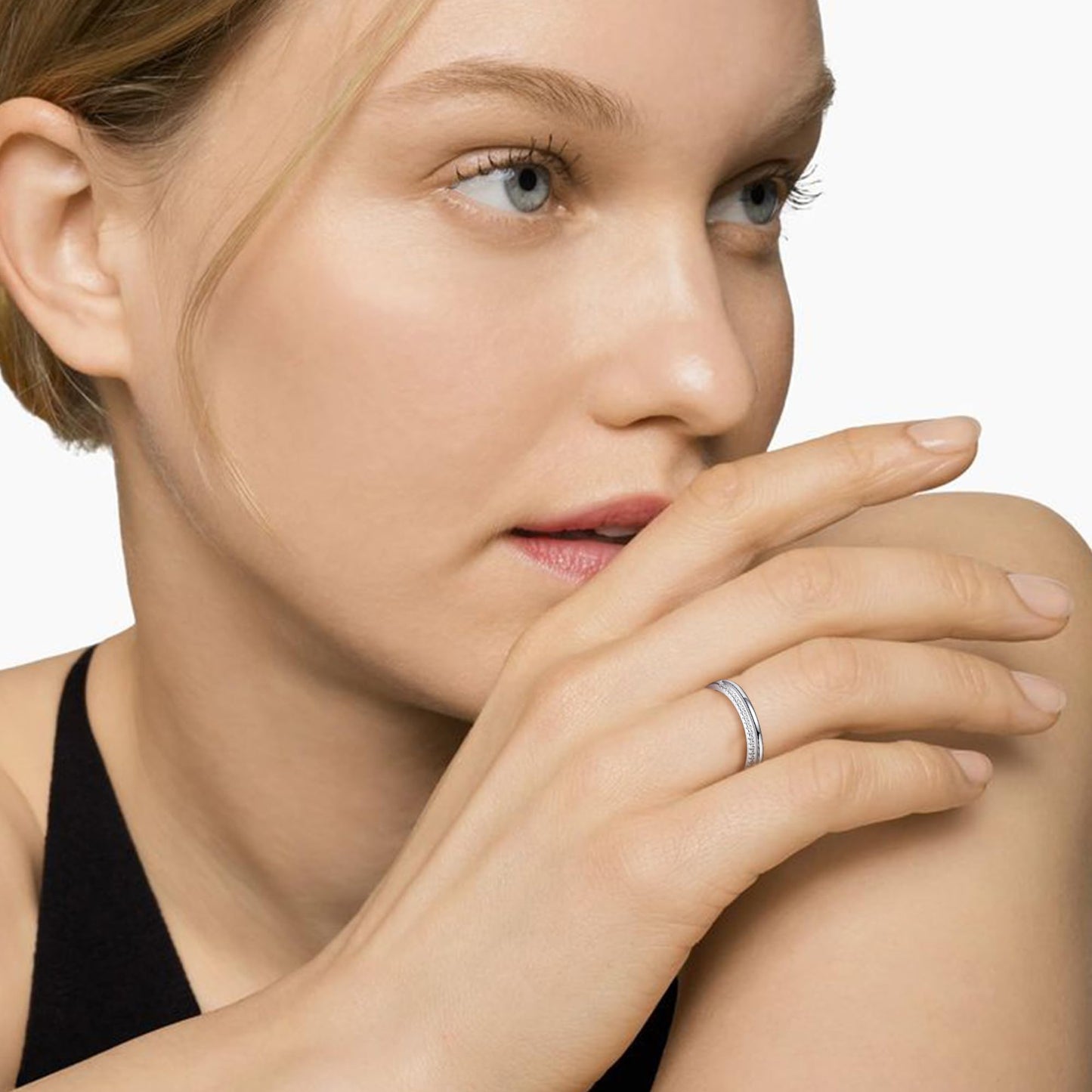 OOOPEL Sterlingsilber Verstellbarer Ring S925 Silberringe für Frauen Zirkonia Twist Liebesknoten Zarter Ring Silber Minimalistischer Offener Fingerring Silber Daumen Sterlingsilberring