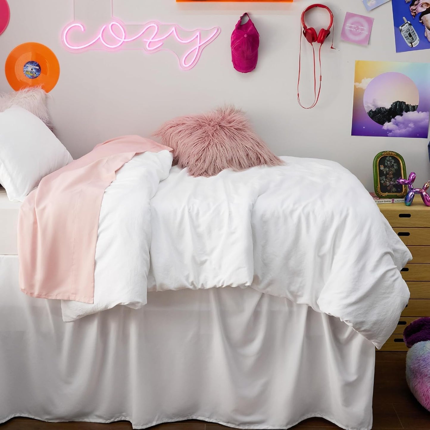 Funda nórdica blanca Bedsure, tamaño Queen, 3 piezas, aspecto de algodón prelavado, juego de cama extrasuave, incluye 1 funda nórdica de 228 x 228 cm con cierre de cremallera y 2 fundas de almohada, edredón no incluido