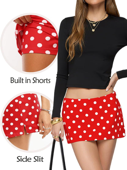 Danysu Dehnbare Mini Skorts Mid Waist Rock mit Shorts Seitenschlitz 2025 Sport Alltag Ausgeh-Outfits