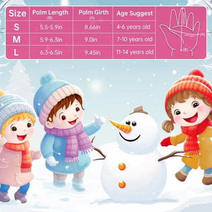 ThxToms Kinder Winterhandschuhe Wasserdichte Ski-Snowboardhandschuhe für Outdoor-Sportarten, Jungen und Mädchen Kaltwetter-Fahrradhandschuhe