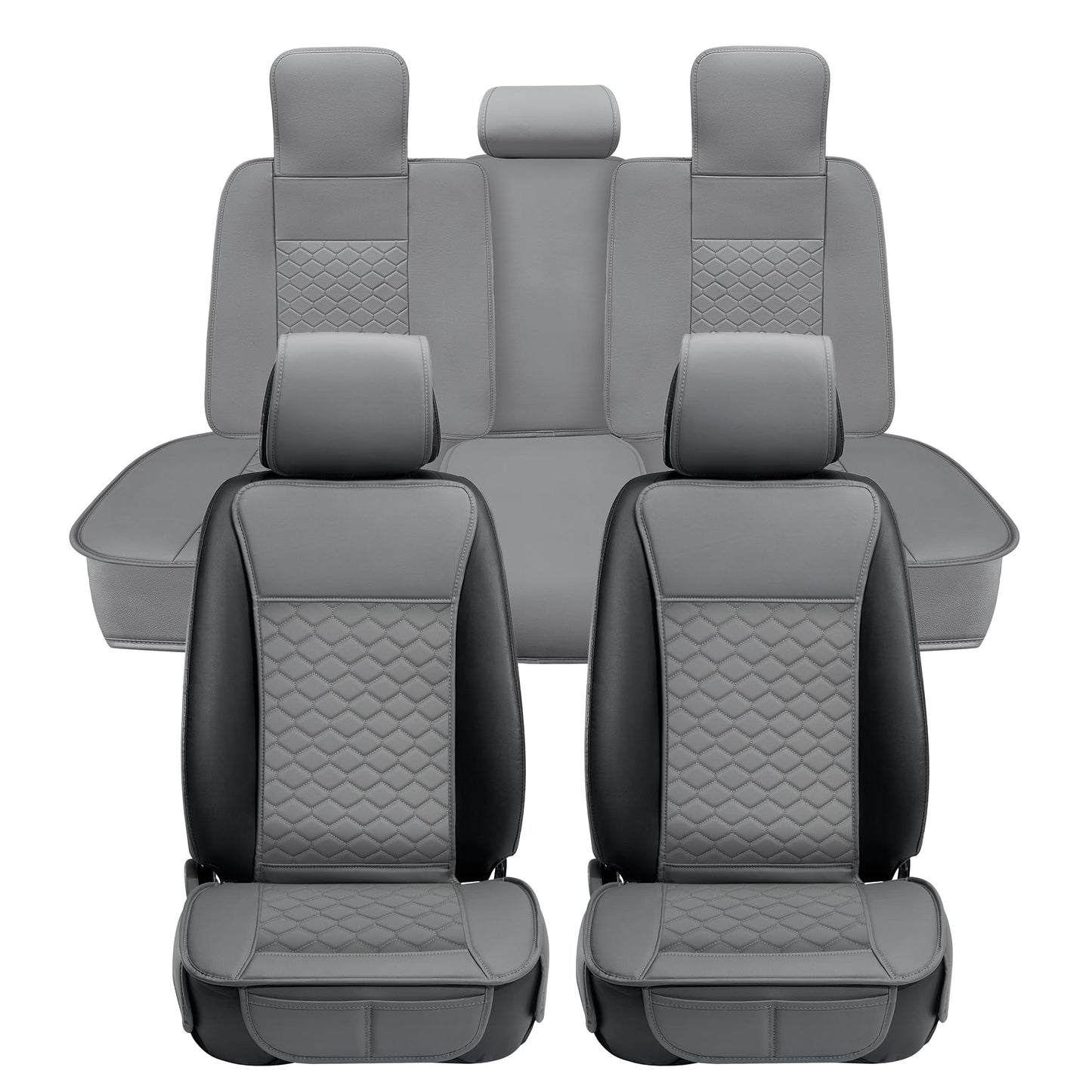 Elantrip 2PCs Front Car Seat Covers Leather Water Proof Seat Protector Universal fit for Most Cars SUVs and Trucks Black