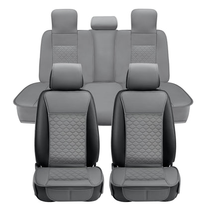 Elantrip 2PCs Front Car Seat Covers Leather Water Proof Seat Protector Universal fit for Most Cars SUVs and Trucks Black