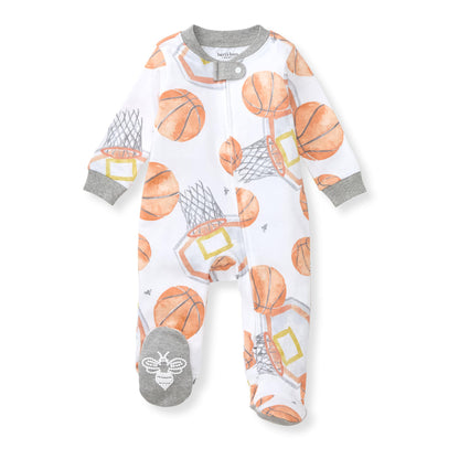 Burt's Bees Baby Boys Sleep and Play Pajamas, 100% Organic Cotton, One-piece PJs, Diagonal Zip Up Loose Fit Footie