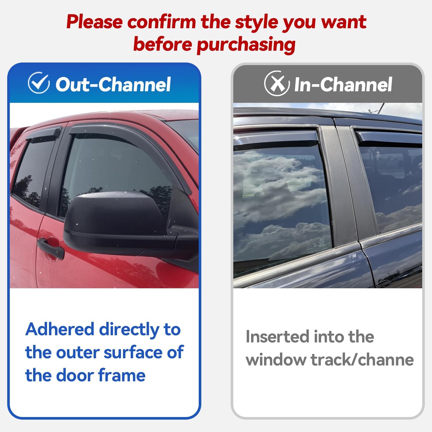 Window Visors Rain Guards for 2015-2026 Ford F150 SuperCrew & 2017-2026 F-150 Raptor F250 F350 F450 F550 Super Duty Crew Cab, Out-Channel Window Vent Deflectors Visors Shades Protectors