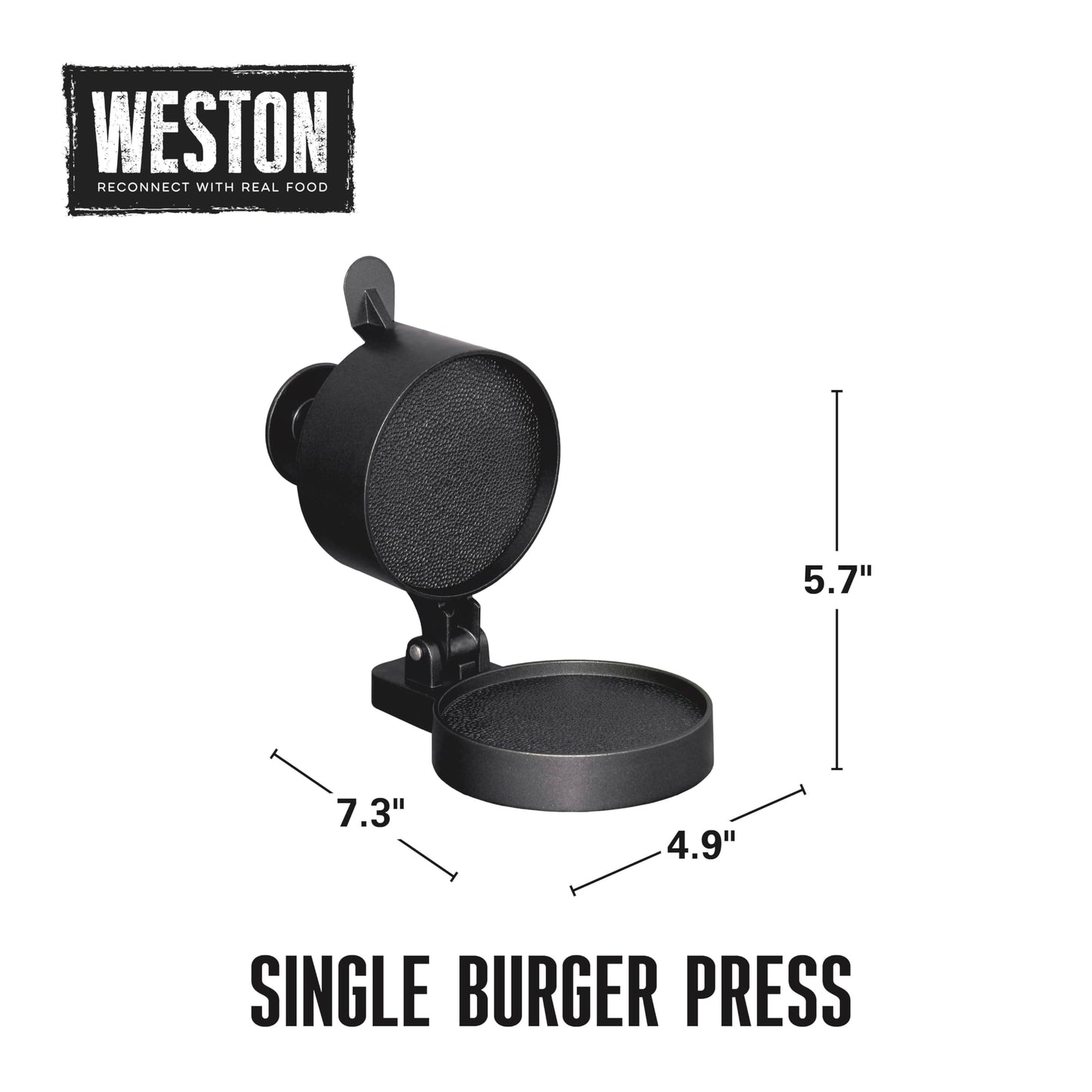Weston Burger Press, Makes 4 1/2" Diameter Patties for Hamburger, Crab Cakes, Sausage, 1/4lb to 3/4lb, with Spring Ejector for Easy Removal, Single, Non-stick Heavy-Duty Cast Aluminum (07-0310-W)