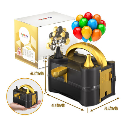 Bomba de globos eléctrica Bezente, inflador de globos portátil, bomba de aire eléctrica para globos, bomba de globos eléctrica de doble boquilla para decoraciones de fiestas de cumpleaños, bodas y graduaciones