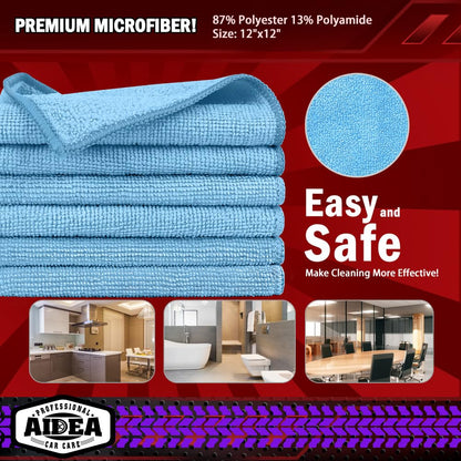 AIDEA Microfiber Cleaning Cloths-50PK, Microfiber Towels for Cars, Premium All-Purpose Car Cloth, Dusting Cleaning Rags, Absorbent Towels for SUVs, House, Kitchen, Window, Gift-12×12"