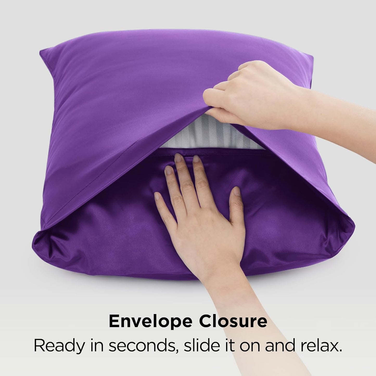 Bedsure Satin-Kissenbezug, Queen-Size, 2er-Pack, Seidenkissenbezügen ähnlich, seidige Kissenhüllen mit Hotelverschluss, Raumdeko, Valentinsgeschenke für Frauen und Männer, Grau, 50x75 cm