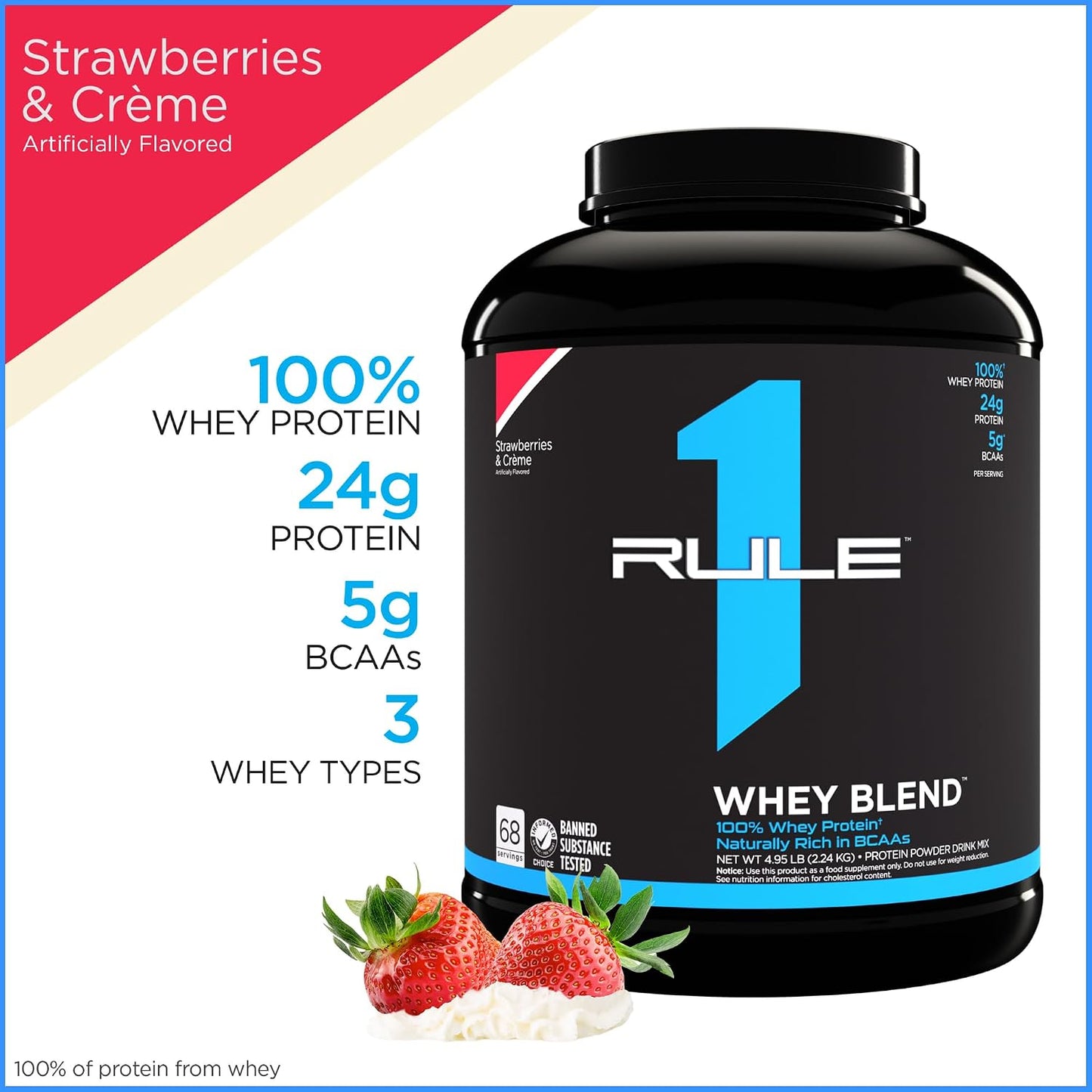 Rule1 R1 Whey Blend 68 Servings, Frozen Banana,, Frozen Banana 2.5 kilograms