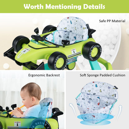 HONEY JOY 4-in-1 Baby Walker, Activity Push Walker w/3 Adjustable Heights, Smooth Wheels w/Adjustable Speed, Padded Seat, Music & Light, Foldable Car Walker for Baby Boys Girls Age 6 Months+ (Blue)