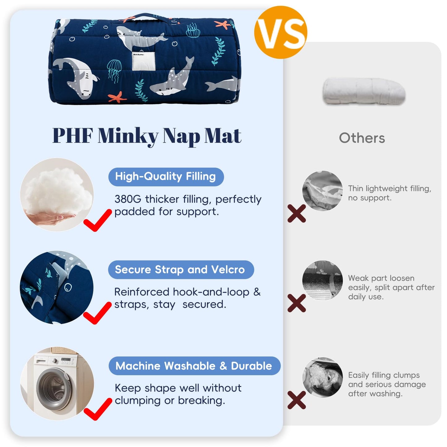 PHF Toddler Nap Mat with Removable Pillow and Minky Blanket, Rollup Design Kids Sleeping Mat, Slumber Bags for Boys, 55"x23" Toddler Sleeping Bag for Daycare Preschool Travel Camping, Space