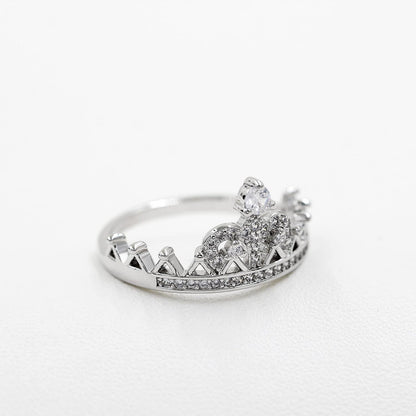 Uloveido Platinum Plated Crown Royal Ring, Women's Cubic Zirconia Wedding Rings Y1227