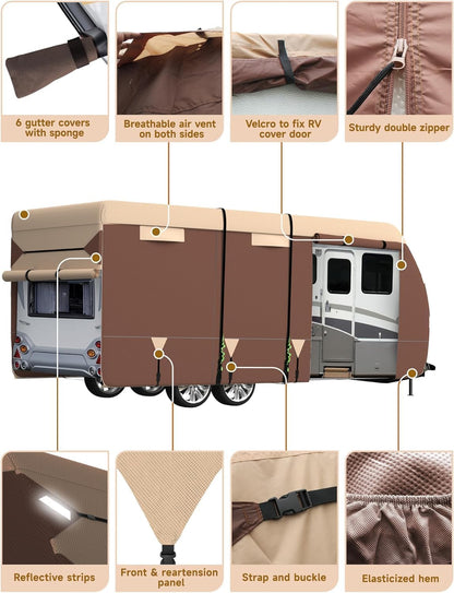 Umbrauto Class C RV Cover Fits 29-32’, Class C Motorhome Camper Cover, Heavy Duty 7 Layers Top Windproof Breathable RV Cover with 3Pcs Extra Straps, Adhesive Repair Patches, 6 Gutter Covers
