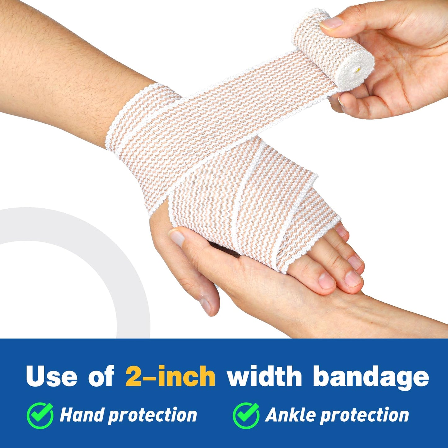 AZEN Premium 8 Pack Elastic Bandage Wrap (2x2", 2x3", 2x4", 2x6"), Compression Wrap Bandage for Legs, Ankle, Knee, Tummy, Body, Latex-Free, Lymphedema Wraps for Legs