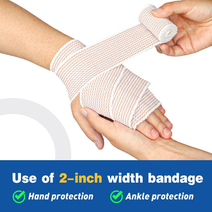 AZEN Premium 8 Pack Elastic Bandage Wrap (2x2", 2x3", 2x4", 2x6"), Compression Wrap Bandage for Legs, Ankle, Knee, Tummy, Body, Latex-Free, Lymphedema Wraps for Legs