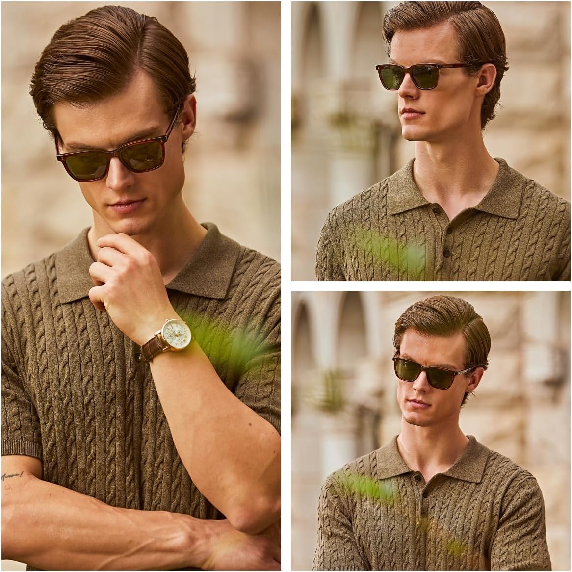 CARFIA Square Polarized Sunglasses for Men