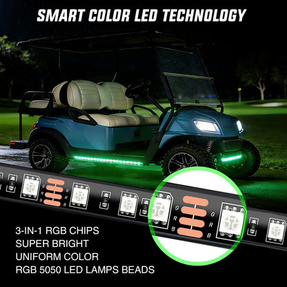 Nilight 6PCS Golf Cart Underbody Light Kit with Canopy Lights Dream Color Multi-Mode Neon Accent Lighting APP Remote Control Sound Active Music Sync IP67 Waterproof 12V-66V for EZGO Yamaha Club Car