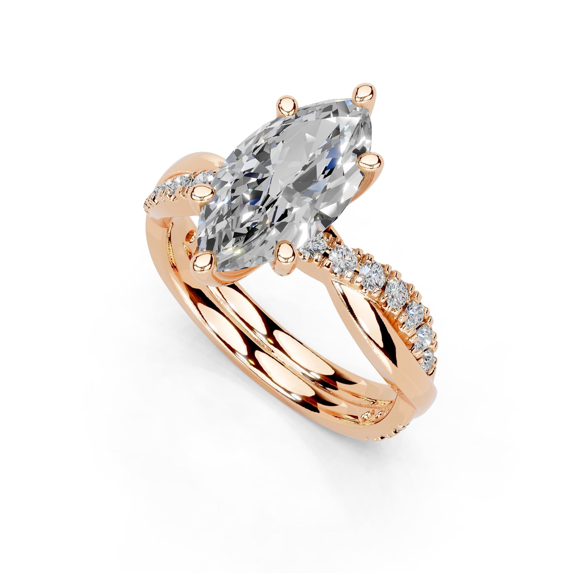 1-5 Carat 14K 18K Gold Platinum/Silver Marquise Cut 6 Prong Split Shank Lab Grown Diamond Ring Engagement Anniversary Wedding IGI Certified Promise Rings for Women (1-5 Ct, F-G Color, VS1-VS2 Clarity)