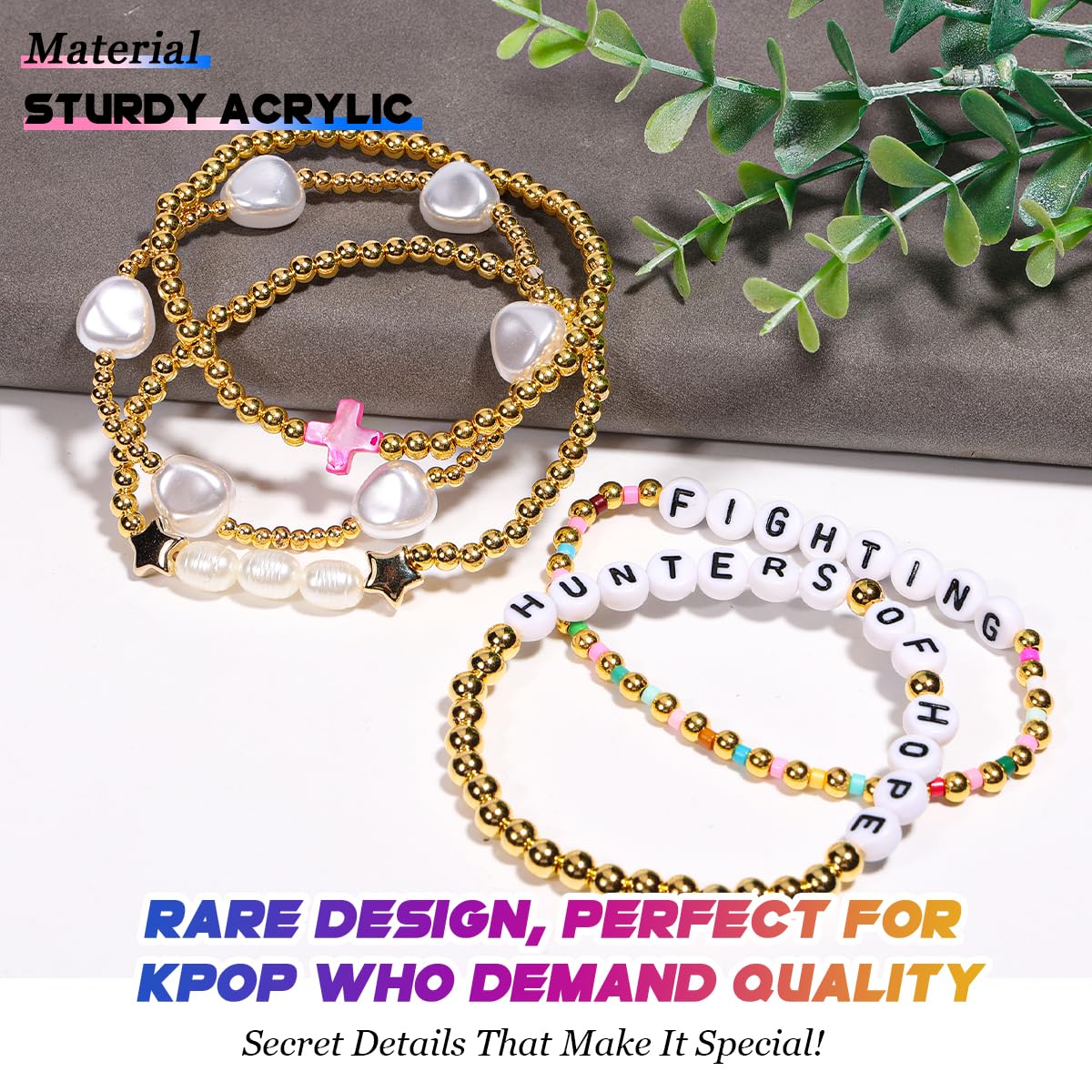 AICase 18K Gold Plated Clover Bracelet Dupes Gold/White/Black Bracelet Set for Women Flower Leaf Lucky Clover Bracelets Trendy Jewelry Birthday Gifts for Women/MoM/Friends