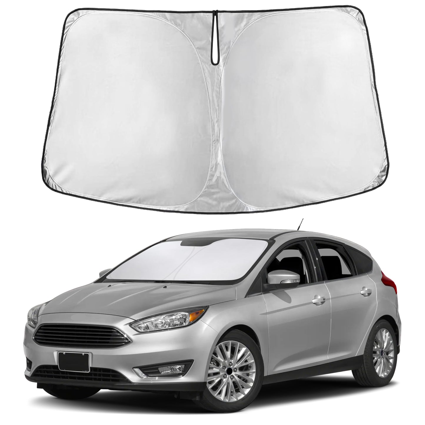EcoNour Car Windshield Sunshade | Blocks 99% Heat & Keeps Interior Cool | Universal Fits Cars, SUVs, Trucks | Automotive Sun Screen, Visor & Car Accessories for Summer | Medium (64x32 Inches)