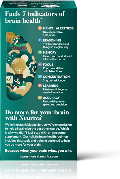 NEURIVA Ultra Brain Supplements for Memory and Focus, Phosphatidylserine, Cognivive, Neurofactor, Folic Acid, Vitamin B12 & Vitamin B6, 60 Count Capsules (Pack of 12)