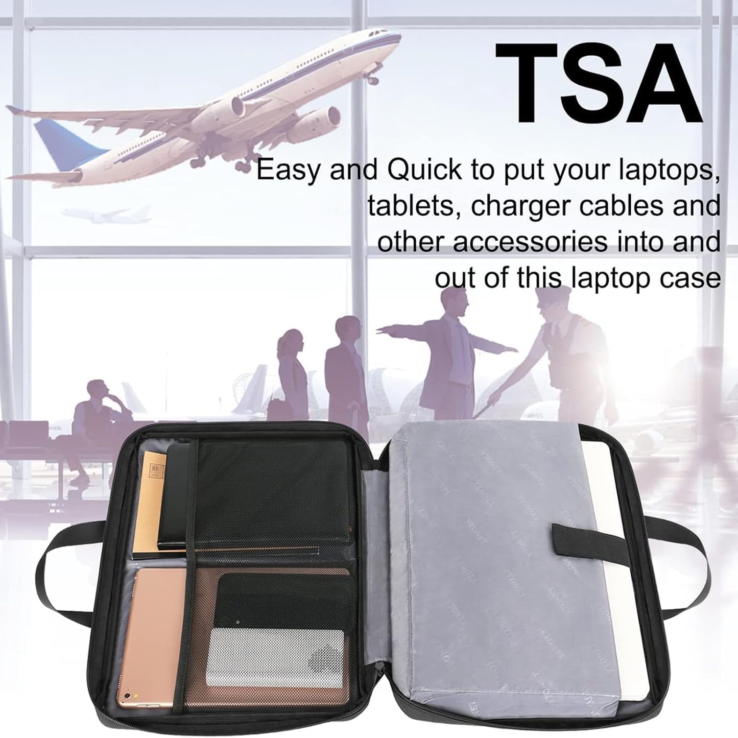 Funda para portátil Ytonet, bolsa para portátil TSA de 15.6 pulgadas, funda para portátil resistente al agua, bolsa de transporte para ordenador compatible con portátiles Lenovo, HP, Dell, Asus, regalos para hombres y mujeres, gris
