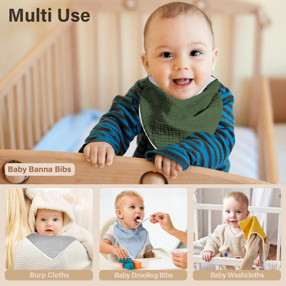 NISXABEBE Musselin-Baby-Lätzchen, 6er-Pack, Baby-Bandana-Spucktücher aus 100 % Baumwolle für Jungen und Mädchen, unifarbene Lätzchen für Spucken und Zahnen (Jungen)