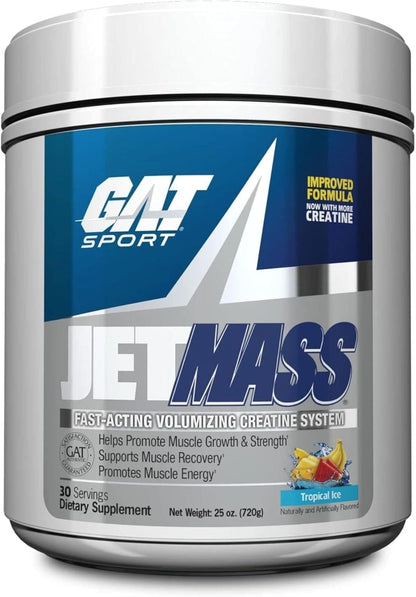 GAT Sport Jet Mass 30 Serve Creatine System, Tropical Ice, 25.4 Oz.