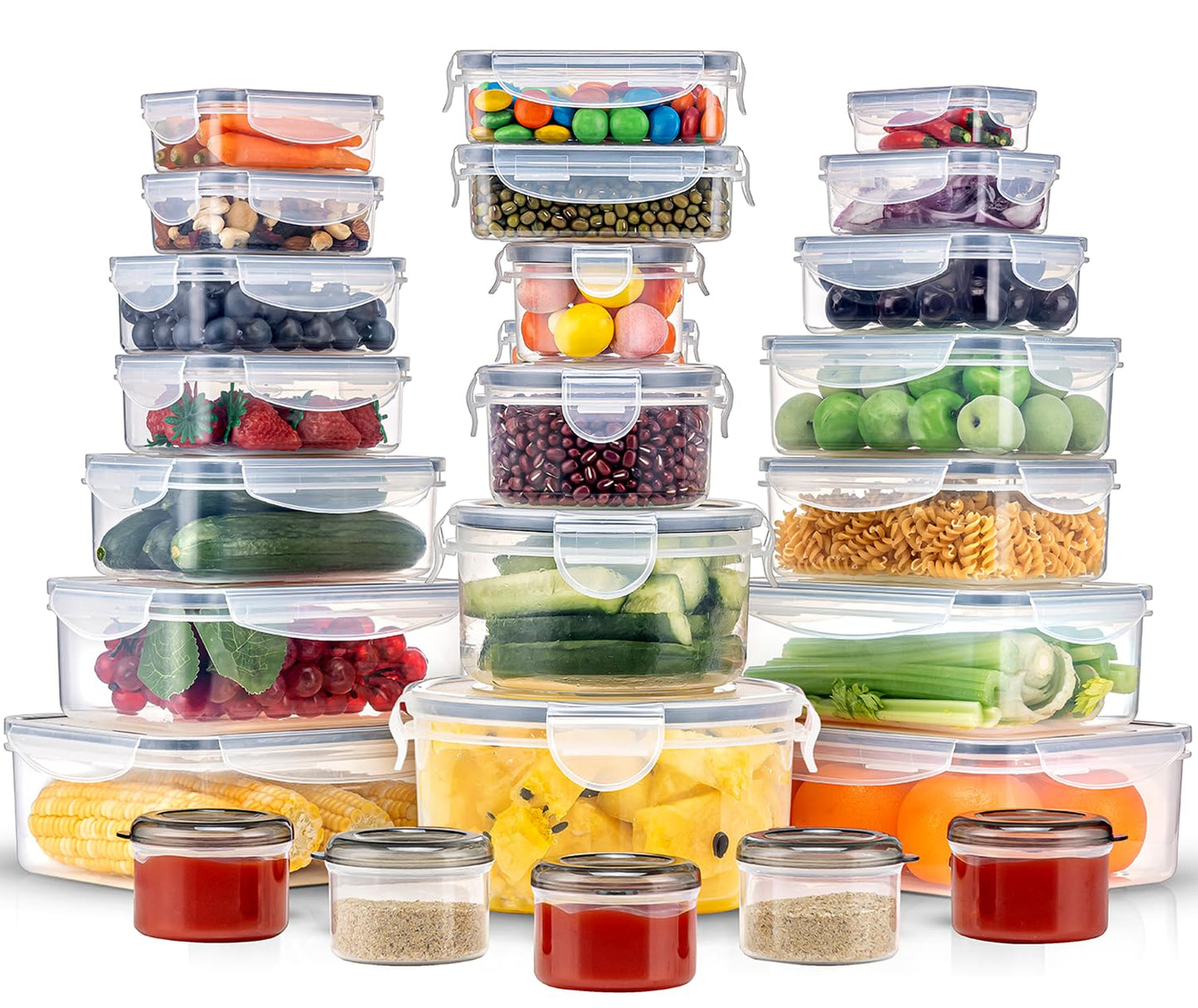 2 Pack Snackle Box –Air Tight Snack Containers with Divided, Lids&Handle –Clear Serving Tray for Fruits, Candy, Nuts –Portable for Travel, Parties, Daily Use (8 Containers Dishwasher Safe)