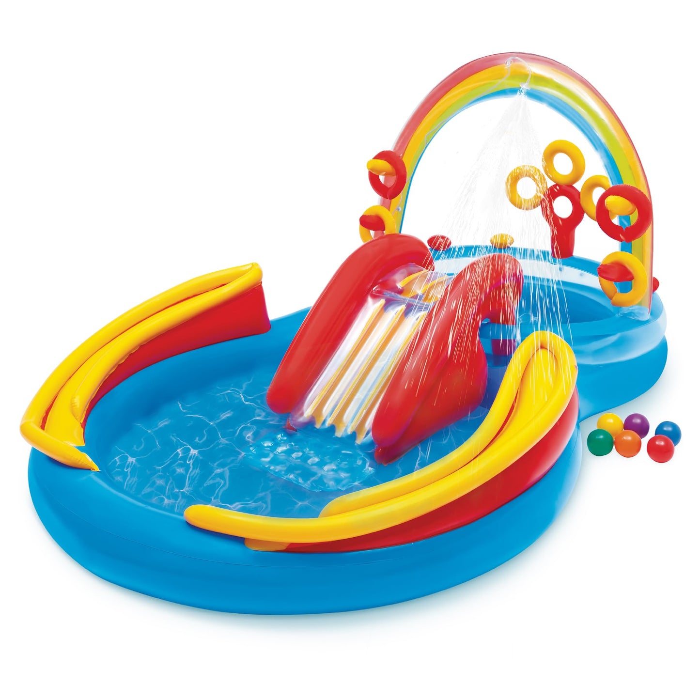 Intex 96" x 78" x 28" Inflatable Jungle Adventure Play Center Spray Kiddie Pool - Backyard Kids Water Slide, Outdoor Blow-Up Splash Pad for Toddlers