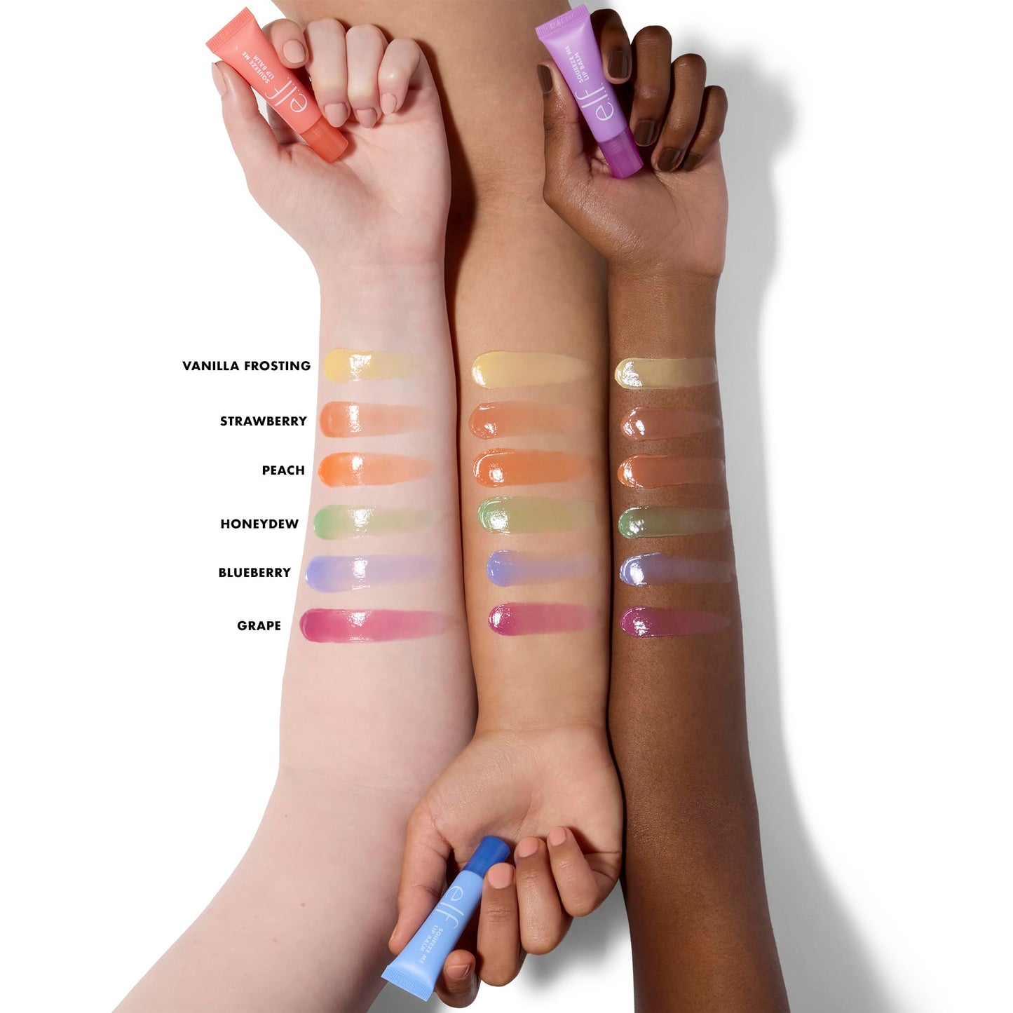 e.l.f. Squeeze Me Lippenbalsam, feuchtigkeitsspendender Lippenbalsam für einen transparenten Farbhauch, angereichert mit Hyaluronsäure, vegan & tierversuchsfrei, Erdbeere