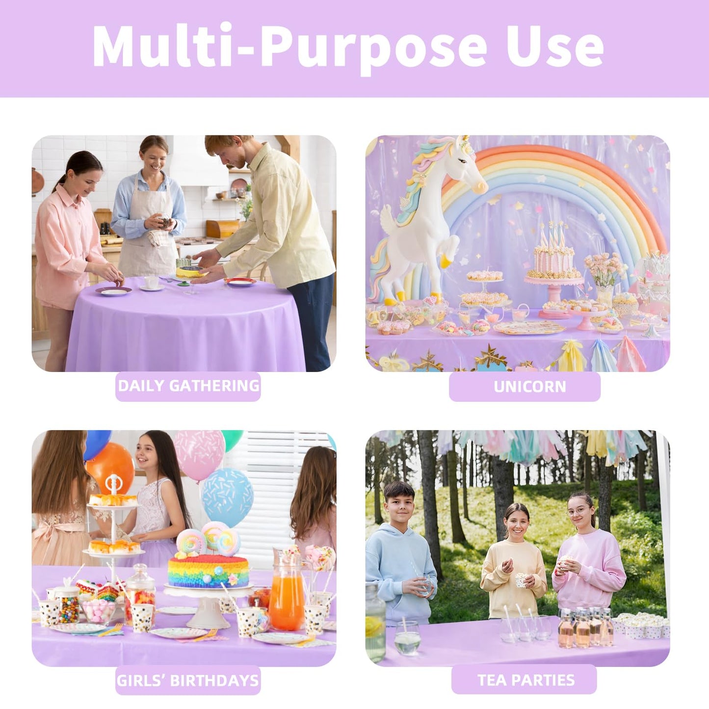 Vyntra Plastik-Tischdecken, 8er-Pack, 137 x 274 cm, rechteckig, rosa – Einweg-Party-Tischdecken für Valentinstag, Babyparty, Brautparty