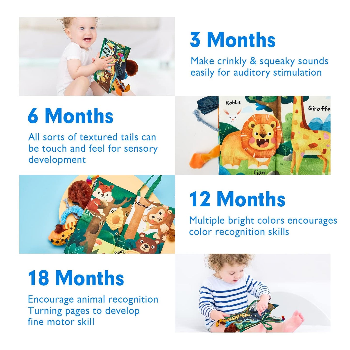 hahaland Babybücher 0-6 Monate, Bauchzeit Spielzeug für Säuglinge, sensorisches Spielzeug 6 bis 12 Monate, Fühlbuch, Reisespielzeug, Geschenke für Jungen und Mädchen 0-3 Monate, Babyparty, Geburtstag, Osterkorbfüller (Einzeln)