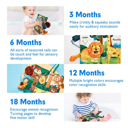 hahaland Babybücher 0-6 Monate, Bauchzeit Spielzeug für Säuglinge, sensorisches Spielzeug 6 bis 12 Monate, Fühlbuch, Reisespielzeug, Geschenke für Jungen und Mädchen 0-3 Monate, Babyparty, Geburtstag, Osterkorbfüller (Einzeln)