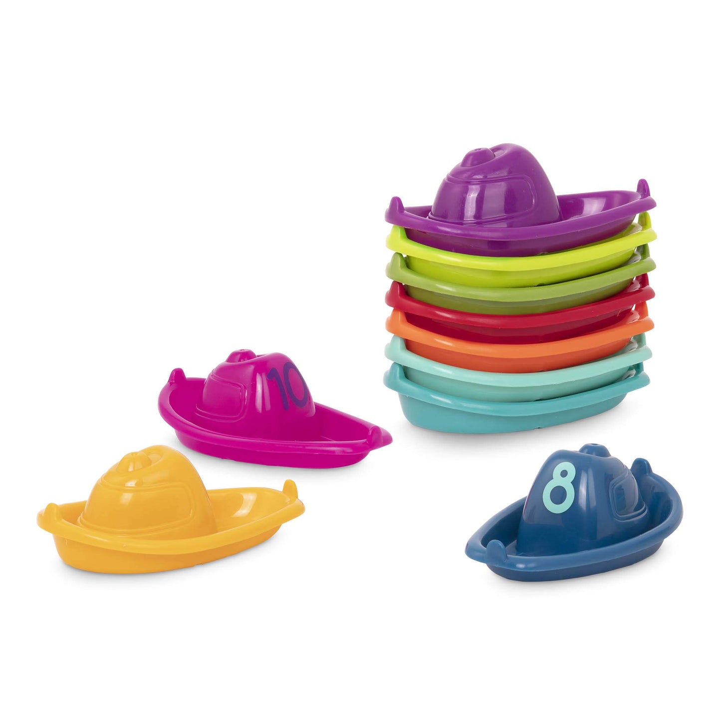 Battat – 10 Stackin' Bath Boats – Numbered & Stackable Bathtime – Floating Toys for The Bath, Pool, Beach – Educational Toys – 6+ Months