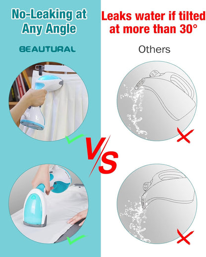 BEAUTURAL 1200-Watt Handheld-Dampfglätter für Kleidung, 30 Sekunden Aufheizzeit, 260 ml Wassertank, Aqua