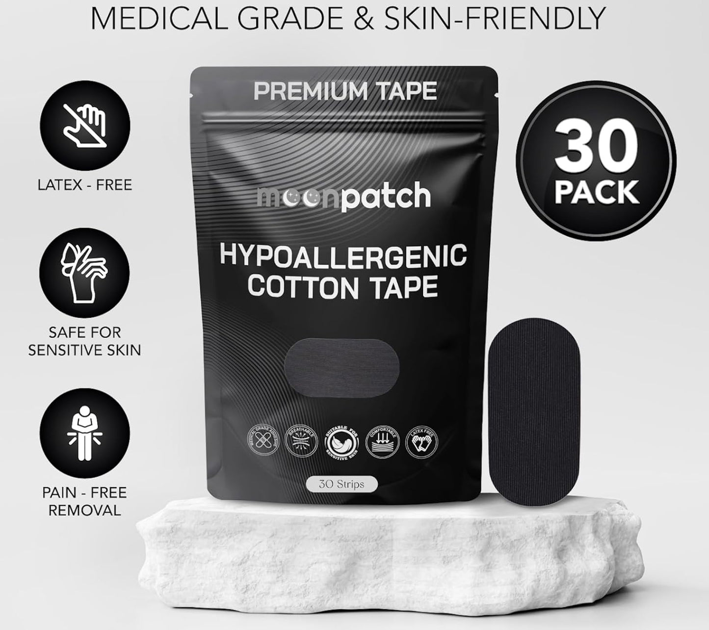 30er Pack Premium Baumwollband - Sanft zu empfindlicher Haut, schmerzfreie Entfernung, keine Rückstände, hypoallergen, latexfrei