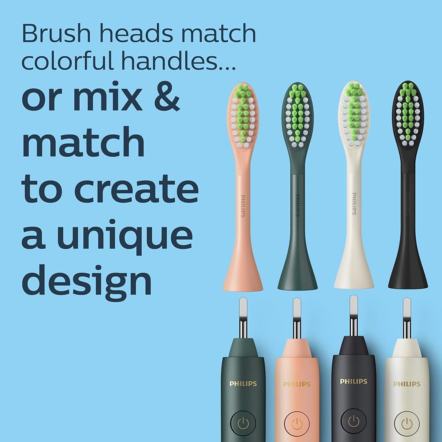 Philips One by Sonicare Ersatzbürstenköpfe, 2er-Pack, Schwarz, Kompatibel mit Philips One elektrische Zahnbürste, BH1022/06