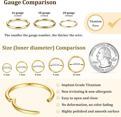 Titanium Nose Ring Hoops for Women and Men - Comfortable and Versatile Piercing Jewelry