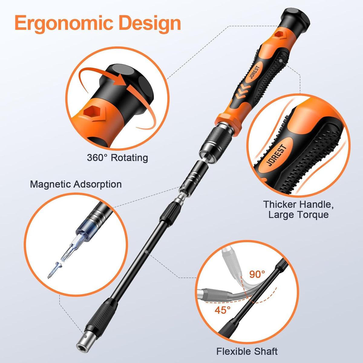 JOREST 40Pcs Small Precision Screwdriver Set, Mini Tool Kit with Torx T5 T6 T8 T9, Triwing Y00, Star Pentalobe, Repair for Ring Doorbell, Laptop, PC, Switch, PS5, Xbox, MacBook, iPhone, Watch, Glasses