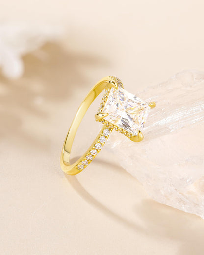TIGRADE 4-Karat-Verlobungsring für Damen, Radiant-Schliff, Zirkonia, Ehering, CZ-Verlobungsring, Jahrestagsring, Größe 3-13, Silber, Größe 5