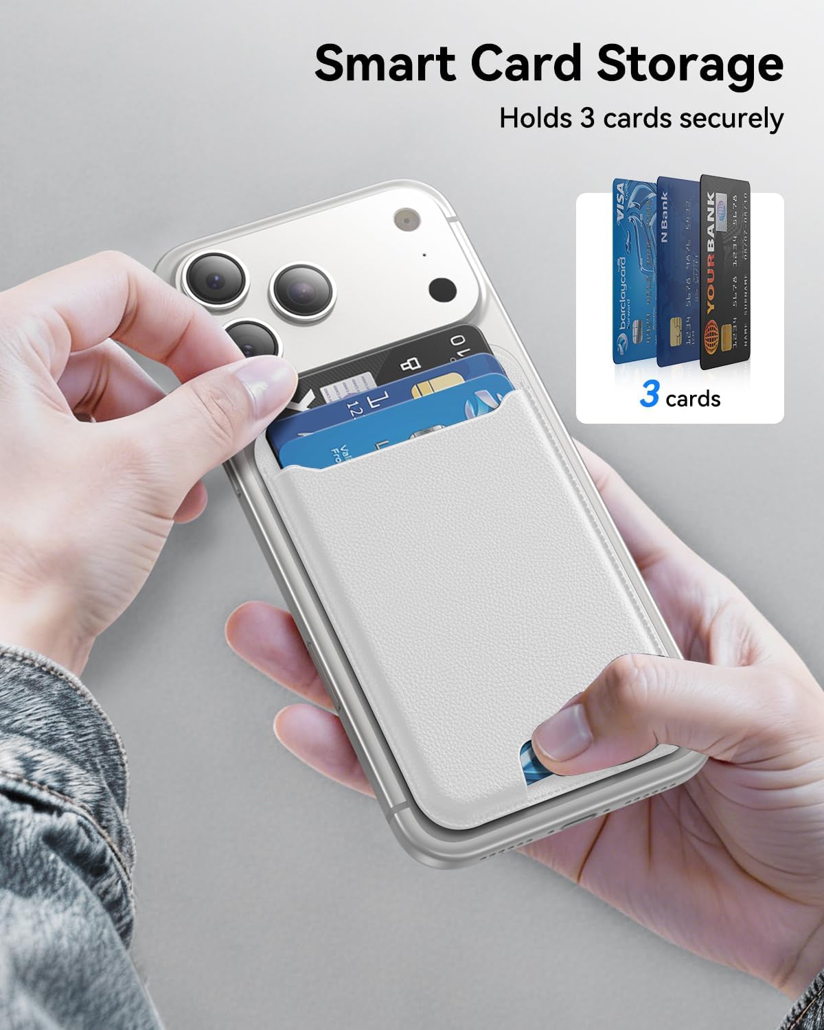 für MagSafe Wallet, 3 Kartenfächer, magnetische schlanke Handy-Geldbörse für iPhone 17/16/15/14/13/12 Pro Max Plus Air Serie, RFID-blockierendes veganes Leder, Schwarz