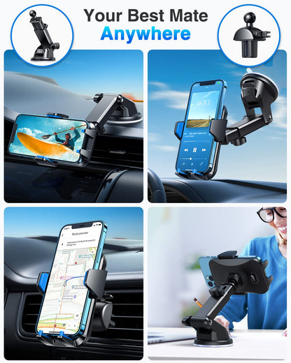 VANMASS【85+LBS Strongest Suction & Military-Grade Ultimate Car Phone Mount【Patent & Safety Certs】 Cell Phone Holder for Dash Windshield Vent for iPhone 17 Pro Max Automobile Accessory Kits,Ink Black