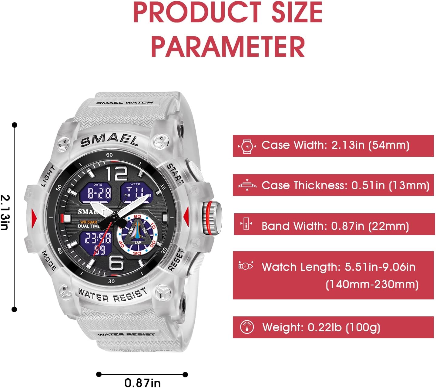 Herren Digitaluhr, Sportuhren für Männer Outdoor Militär Digital Analog Stoppuhr Wasserdicht Multifunktionale Armbanduhr