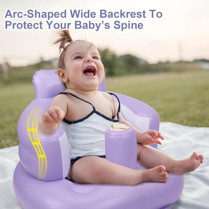 Aufblasbarer Babysitz, aufblasbarer Babystuhl für Babys ab 3 Monaten, aufblasbarer Sommerstuhl mit integrierter Luftpumpe, Baby-Bodensitz zum Sitzenlernen, Spielen, Campen, Orange