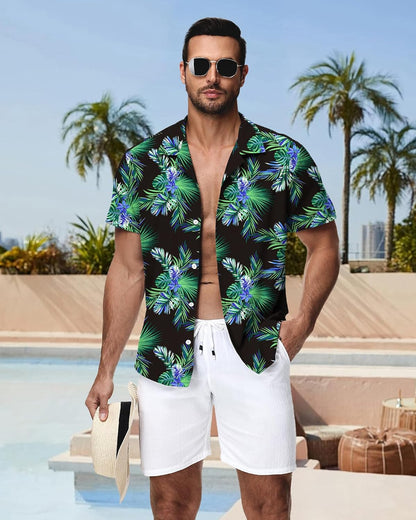 HMIYA Herren Hawaiihemden Kurzarm Button-Up Hemd Herren S-3XL