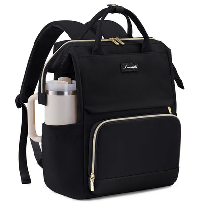 LOVEVOOK Laptop Backpack for Women with Giant Tumbler Holder Pocket, 15.6 inch Travel Work Bag Purse for Nurse Teacher, Waterproof Casual Daypack Bookbag for College Business