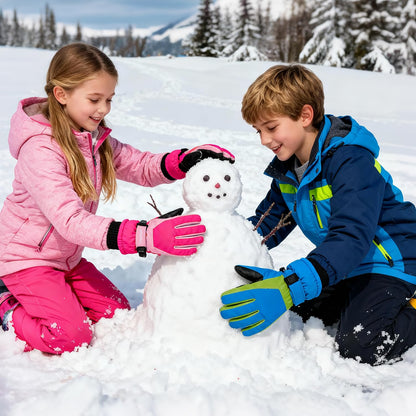ThxToms Kinder Winterhandschuhe Wasserdichte Ski-Snowboardhandschuhe für Outdoor-Sportarten, Jungen und Mädchen Kaltwetter-Fahrradhandschuhe