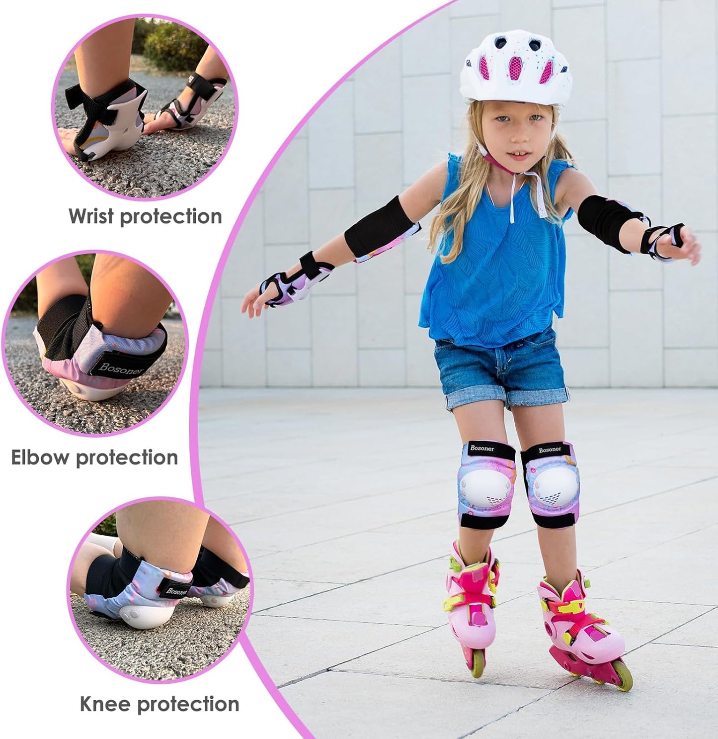 Kinder/Jugend Knieschoner Ellenbogenschoner Protektoren Set für Inlineskates Rollschuhe Radfahren BMX Fahrrad Skateboard Inline-Skating Scooter Fahren Sport
